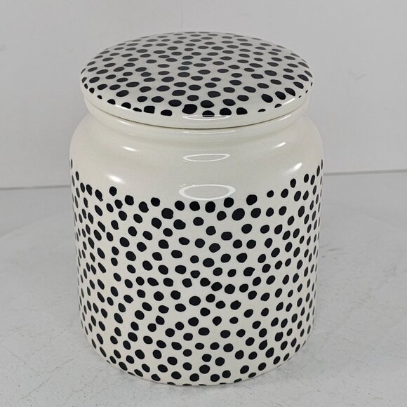 Thyme & Table Polka Dot Stoneware Jar W/ Lid Dishwasher Safe 4.5" - Picture 4 of 8